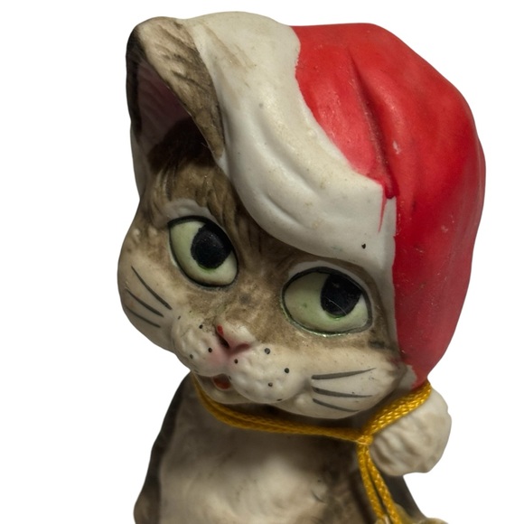 Vintage Jasco Holiday Xmas Cat Critter Bell 1980 Taiwan Porcelain Bisque & angel - Picture 2 of 15